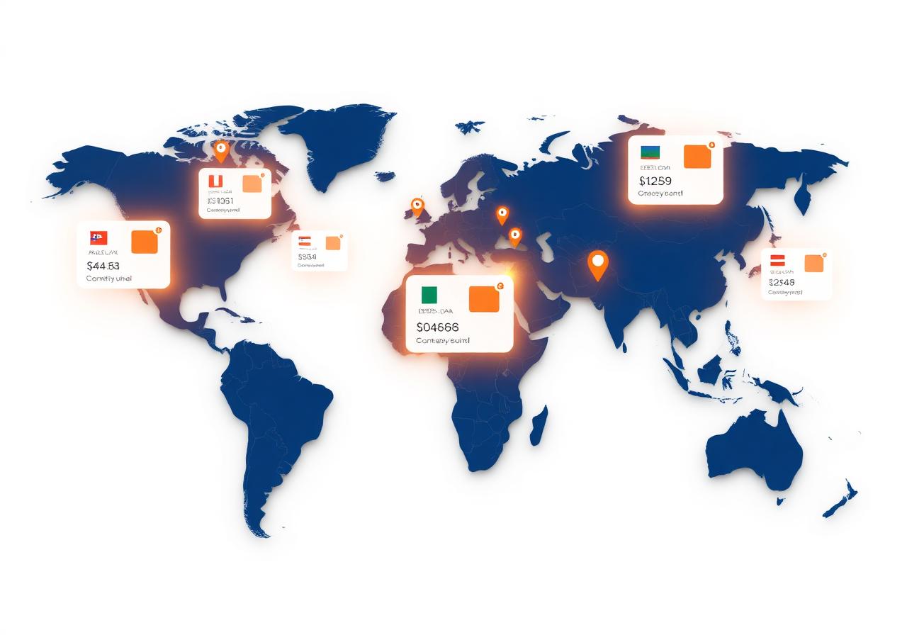 Global SEO international dashboard with world map