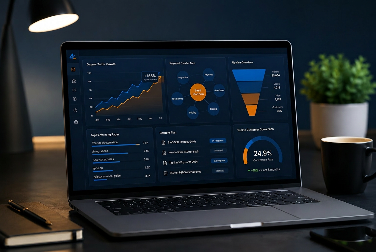 Startup SEO growth dashboard for founders and growth teams